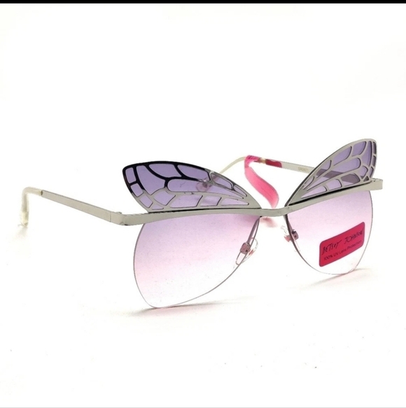 🕶 💕Betsey Johnson Pastel Lavender Pink Gradient Butterfly Sunglasses - NWT - Picture 3 of 4